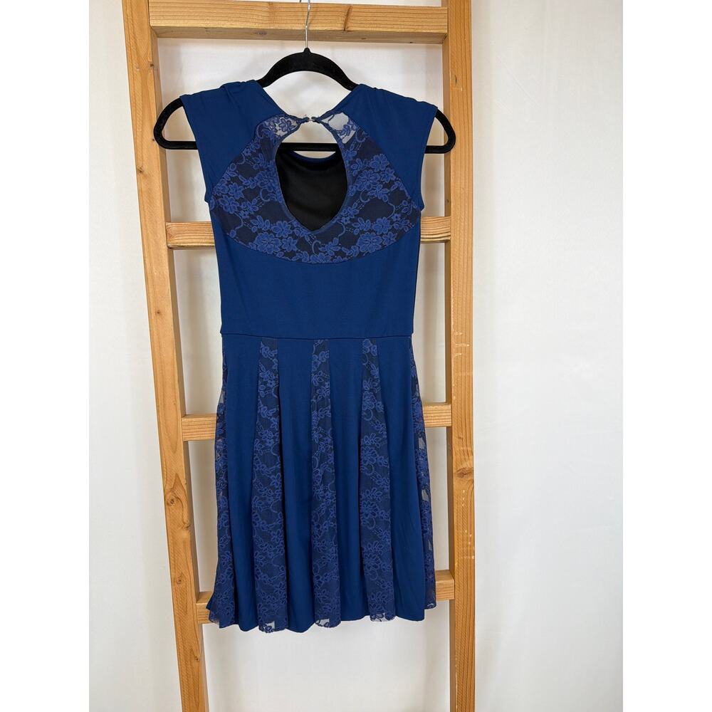 Weissman Cobalt Blue Lace Insert Dress Size SMALL Dance Competition - Picture 4 of 8